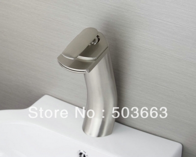 Shine Deck Mounted Nickel Brushed Bathroom Basin Sink Waterfall Faucet Vanity Mixer Tap L-6031