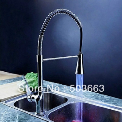Single Handle Led Faucet Kitchen Pull Out Spray Mixer Tap S-695 [Kitchen Led Faucet 1764|]