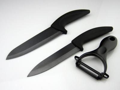 VICTORY 3pcs Set,5"+6"+Peeler Black Blade Ceramic Knife Set +Retail Box,CE FDA Certified