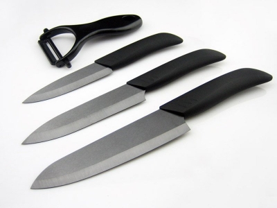 VICTORY 4pcs/set, 4"+5"+6"+peeler Black Blade Ceramic Knife Set + Retail Box,Ceramic Knives , CE FDA Certified