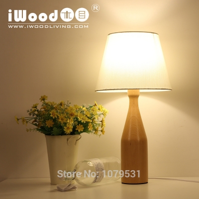 american wood bottle table lamp modern personality wooden light bedroom bedside wood table lamp fabric wood lamp creative lamp