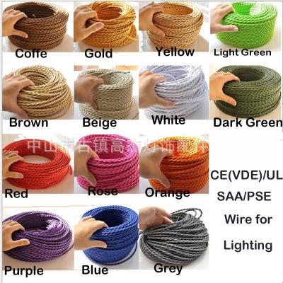 copper cord 2x0.75 color twisted wire retro braided electrical wire diy pendant lamp wire vintage lamp wire