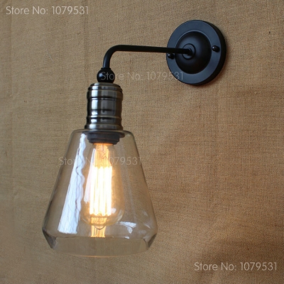 industrial vintage wall lamp american rustic sconce glass lampshade parlor aisle decor lamparas luminaria e27 110-240v