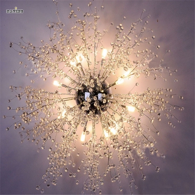 modern dandelion led flush mount ceiling light clear crystal lamp for kitchen bedroom living room foyer elegant lighting fixture