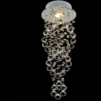 small crystal ceiling light fixture spiral crystal light with gu10 bulb flush mounted lustres light for stairs porch hallway [crystal-ceiling-light-7302]
