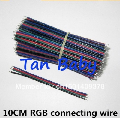 whole,100pcs/lot 10cm rgb 4pin wire for led rgb strip connecting and diy connector