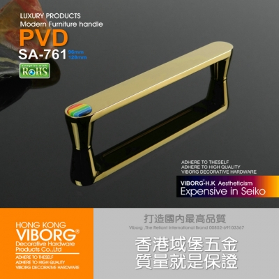 (4 pieces/lot) 96mm VIBORG Zinc Alloy Drawer Handle& Cabinet Handle &Drawer Pull, SA-761-96PVD [96mm Cabinet/Drawer Handle 219|]