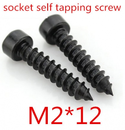 100pcs/lot m2*12 hex socket head self tapping screw grade 10.9 alloy steel with black [screw-630]
