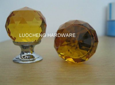 10PCS/LOT FREE SHIPPING 30MM AMBER CRYSTAL KNOB WITH CHROME ZINC BASE [Crystal Cabinet Knobs 258|]