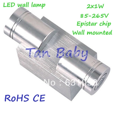 2*1w led wall lamp white color high power led indoor /outdoor decorative wall lamp 85-265v energy saving