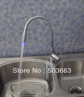 2013 Wholesale Chrome Single Handle Kitchen Swivel Sink Led Faucet Mixer Tap Vanity Faucet S-107
