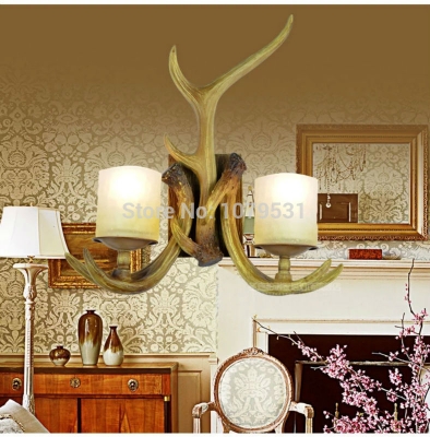2016 art deco retro wall lamp american country wall light resin deer horn antler lampshade decoration sconce 110-240v new year