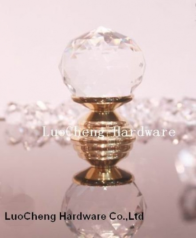 20PCS/LOT FREE SHIPPING DHL CLEAR CUT CRYSTAL CABINET KNOB WITH K-GOLD FINISH BRASS BASE [Crystal Cabinet Knobs 100|]