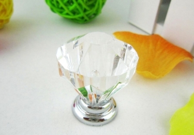 20Pcs Furniture Hardware Clear Crystal Glass Pull Handle Knobs Cabinet Door New (Diameter.:31mm)