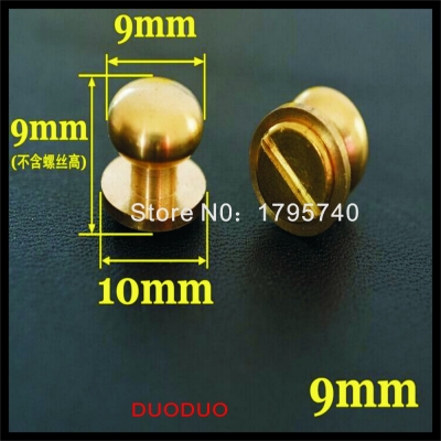 50pcs/lot 9mm stud screw round head solid brass nail leather screw rivet chicago button for diy leather decoration [leather-craft-tool-168]