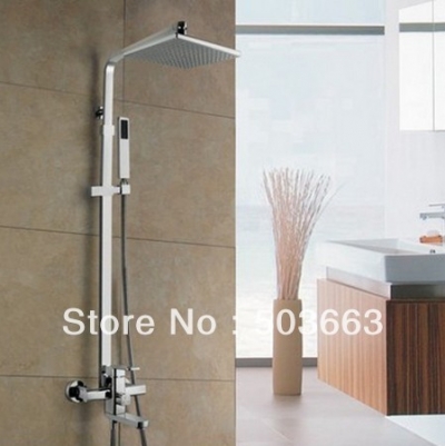 8" Rainfall Wall Mounted Handheld SPRAY Spout Shower Head Faucet Shower Set S-548