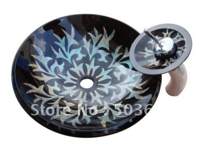 Blue Coral Ship Sink Tempered glass sink faucet combination set CM0087