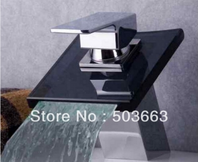 Brand New Bathroom Basin Sink Glass Spout Waterfall Faucet Mixer Tap Vanity Faucet Crane Chrome S-089 [Bathroom faucet 721|]