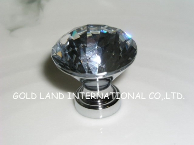 D30mm 30pcs/lot Free shipping decorative hardware K9 diamond crystal chrome cabinet cupboard door knob [A&L Crystal Glass Knobs &]