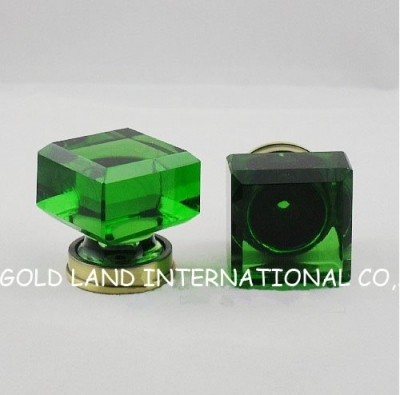 D33mmxH37mm Free shipping green crystal glass copper furniture handle/cabinet knobs