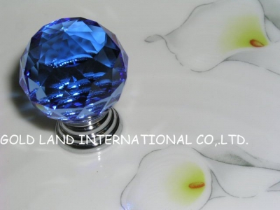 D35mm Free shipping blue crystal glass cabinet cupboard door knob