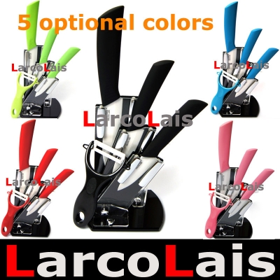 High Quality Larcolais Ceramic Knife Sets 3" 4" 5" inch + Peeler + Holder Free Shipping 6 Colors Can Select