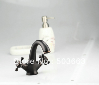 Luxury Antique Brass Double Handle Bathroom Basin Mixer Tap Sink Faucet Vanity Faucet Bath Faucet Mixer Tap L-3660 [Oil Rubbed Bronze Faucet 2069|]