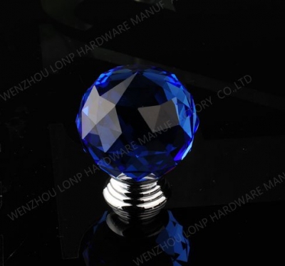 Modern Fashion K9 Crystal Glass Chrome cabinet Knobs New (Diameter: 30MM Color:Blue)