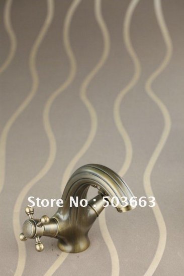 NEW Double Handles Antique Brass Bathroom Faucet Kitchen Basin Sink Mixer Tap CM0141 [Nickel Brushed Faucet 2036|]