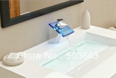 No Need Battery LED Faucet Bathroom Mixer Tap Chrome 3 Colors L-0269