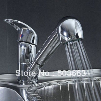 Promotions Wholesale Pull Out Chrome Basin Faucet Kitchen Sink Mixer Tap Single Hole Sink Faucet H-046 [Kitchen Faucet 1461|]