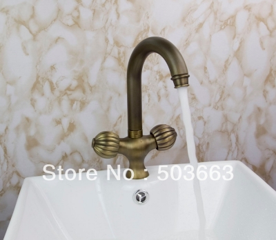 Tall 270 mm 2 Handle Antique Brass Bathroom Basin Sink Faucet Vanity Mixer Tap Crane S-152 [Antique Brass Faucets 106|]