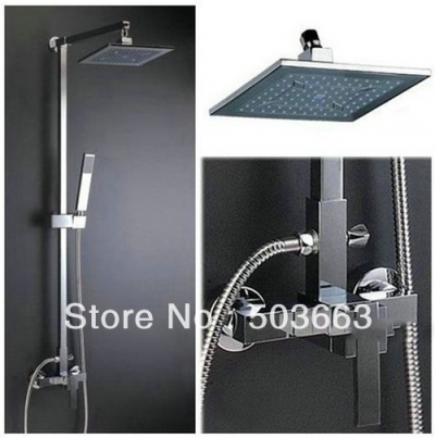 Wholesale Bathroom Luxury Chrome Rain Shower Head Arm Set Faucet With Handy Unit Tap S-642 [Shower Faucet Set 2096|]