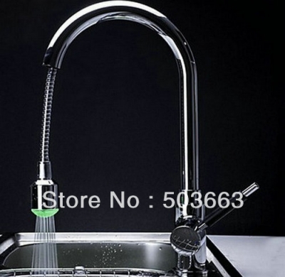 Wholesale New Single Handle Extensible LED Kitchen Sink Faucet Pull Out Spray Mixer S-683 [Kitchen Led Faucet 1717|]