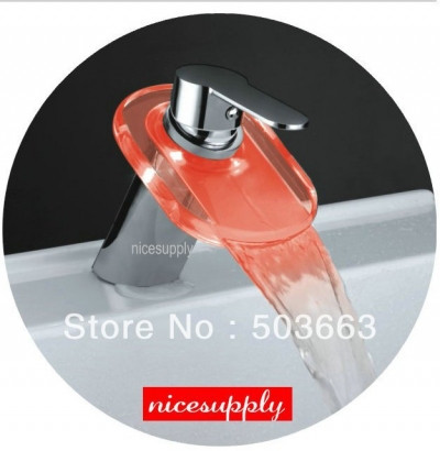chrome finish led faucet bathroom mixer tap brass basin faucet glass faucet L-261