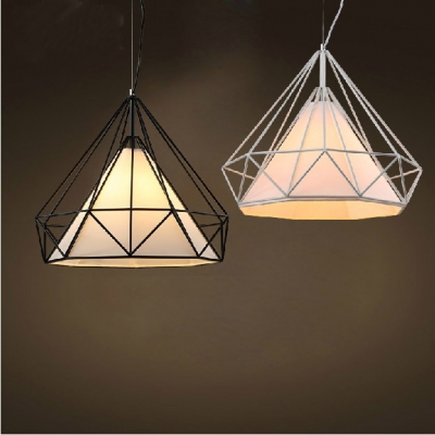 creative led pendent lamp dining room light for restaurant bar cafe diamond pyramid iron birdcage modern lighting fixture [modern-pendant-light-6614]