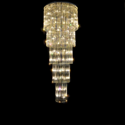 crystal glass ceiling light fixture large lustre de cristal lamp for staircase, stairs, crystal stair lamp for el and project