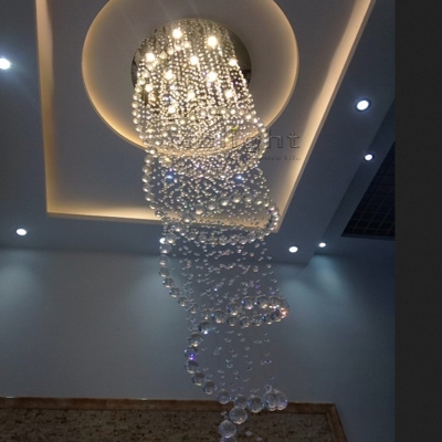 d80cm modern led spiral lustre crystal chandelier light fixtures long stair light for staircase el foyer living room