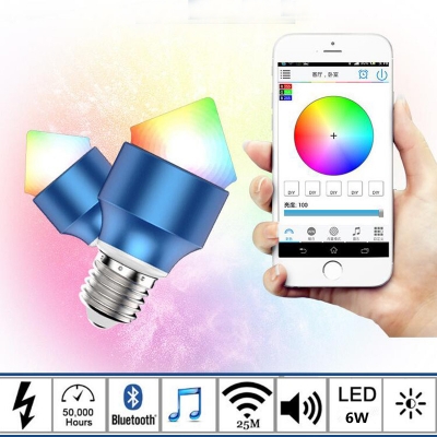 e27 6w rgbww wireless music bluetooth 3.0 smart led bulb smartphone controlled dimmable changing lights alarm clock led bulb