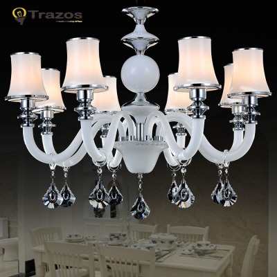 led crystal ball chandelier modern home decoration lustres de sala de cristal european style white shade chandelier [bedroom-2850]