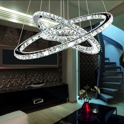 modern 110v 220v chandelier led crystal ring chandelier ring k9 crystal light fixture light dia 60*40*20cm