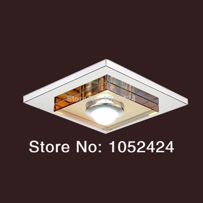 modern 3w led crystal ceiling lights flush mount modern transparent stainless steel hallway lights [ceiling-lights-3754]