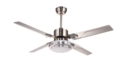 modern led ceiling fans with 1 light kits for restaurant coffee house living room lamp 48 inch 4 stainless blade fixture [ceiling-fans-6836]
