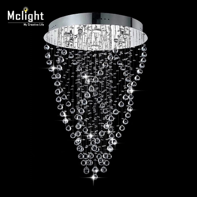 modern spiral crystal chandelier light fixture long crystal light lamp flush mounted stair light fitting for staircase villa [crystal-ceiling-light-7185]