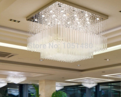 new cascading ceiling chandelier crystal luxury el lobby chandelier modern project lighting l80*w80*h100cm [modern-crystal-chandelier-5316]