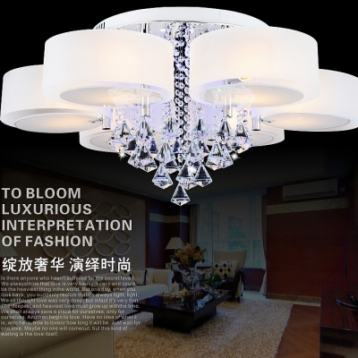 remote control color change k9 crystal acrylic shade bedroom ceiling lights led e27 6 lights dia800mm