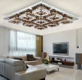 s 9 lights led crystal chandelier, modern square stainless steel plating 72w