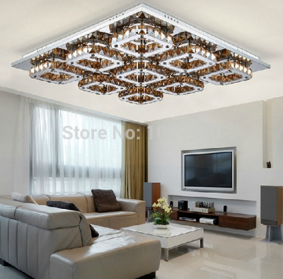 s 9 lights led crystal chandelier, modern square stainless steel plating 72w [led-chandelier-5363]