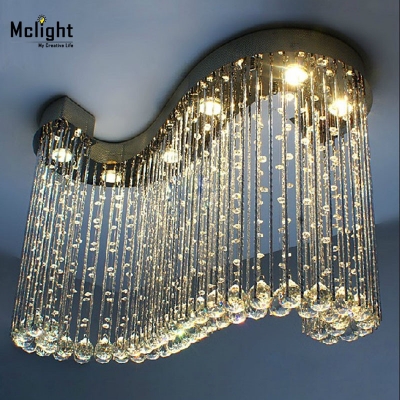 s-shaped 6 light crystal chandelier lighting fixture clear crystal lustre lamp for aisle stair hallway corridor porch light [modern-pendant-light-6928]