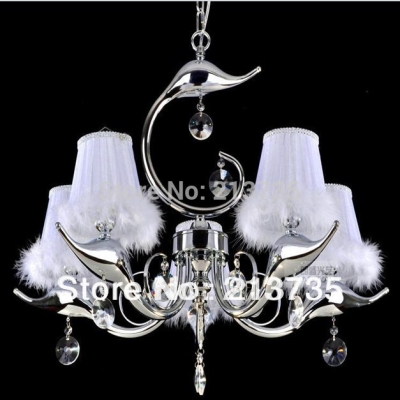 swan pendant light ,dia 600mm,chrome plated + k9 crystal lighting decoration,5 lights